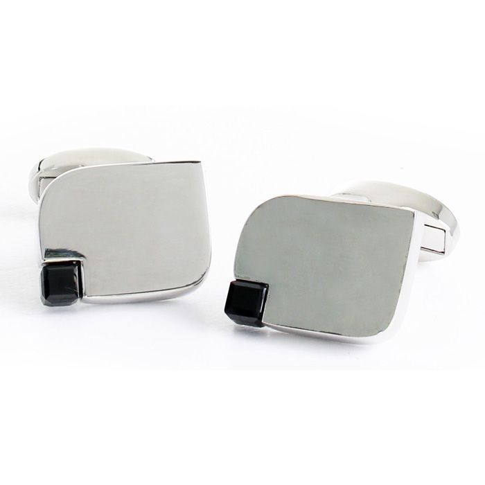 20920P Grey Cufflink with Black Stone