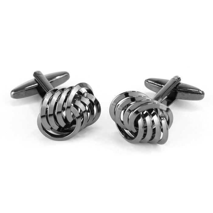20930P Gunmetal Cufflink with 8 Linked Loops
