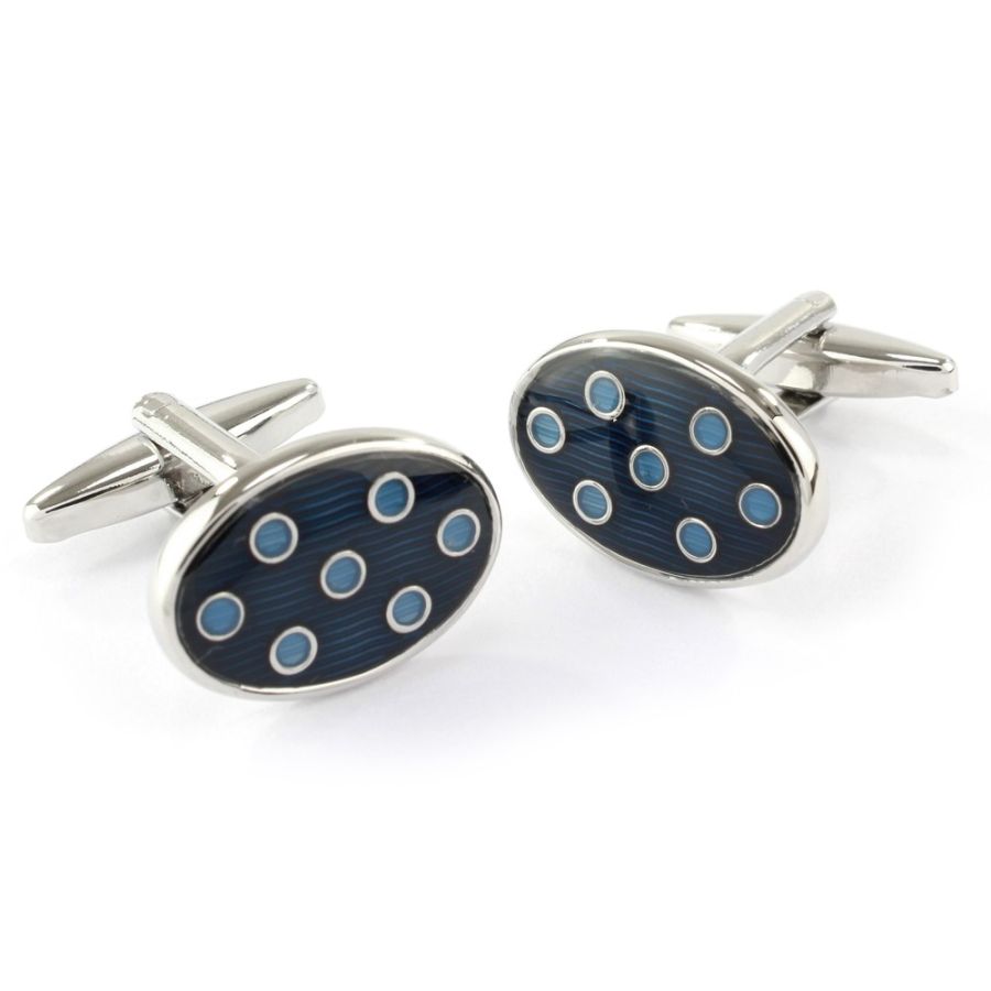 24878R Oval Navy/Blue Spot Link
