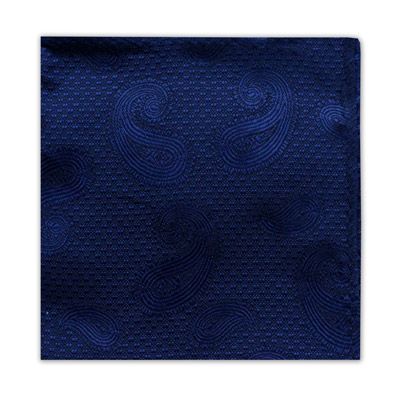 MWY311922 Paisley Poly Pocket Square (Navy)