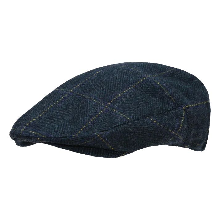 795386 Vintage Check Pony Style Flat Cap (Navy)