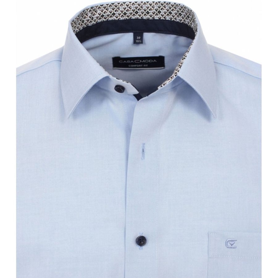 A11338 Casamoda Plain Short Sleeve Shirt (Blue)