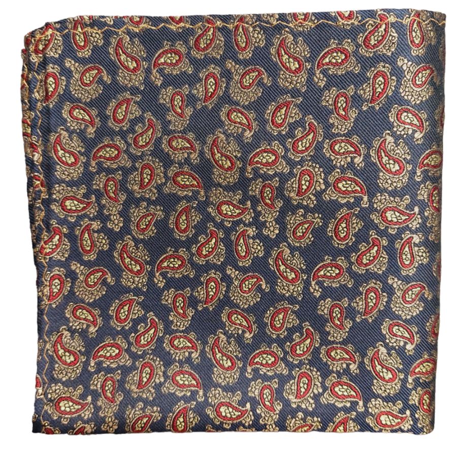 875689 Col F Silk Pocket Square (Navy)
