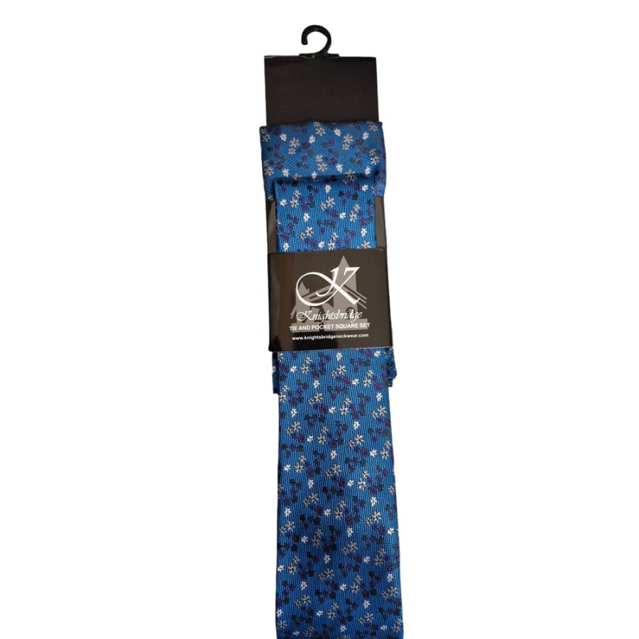 T890992 Knightsbridge Tie & Pocket Square Set - Turq