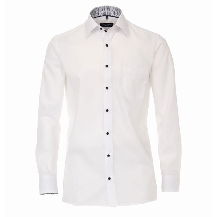 A10402 Casamoda Premium Formal Shirt (White with Black Trim)