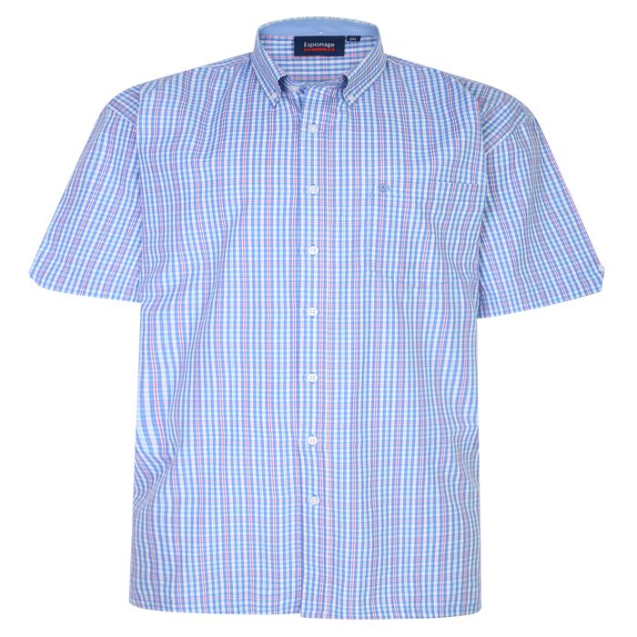 A10683 Espionage S/S Check Shirt (Blue/Pink)