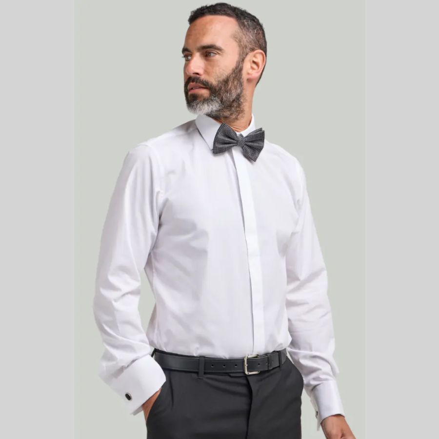 A11224 Double Two Plain Front Dress Shirt
