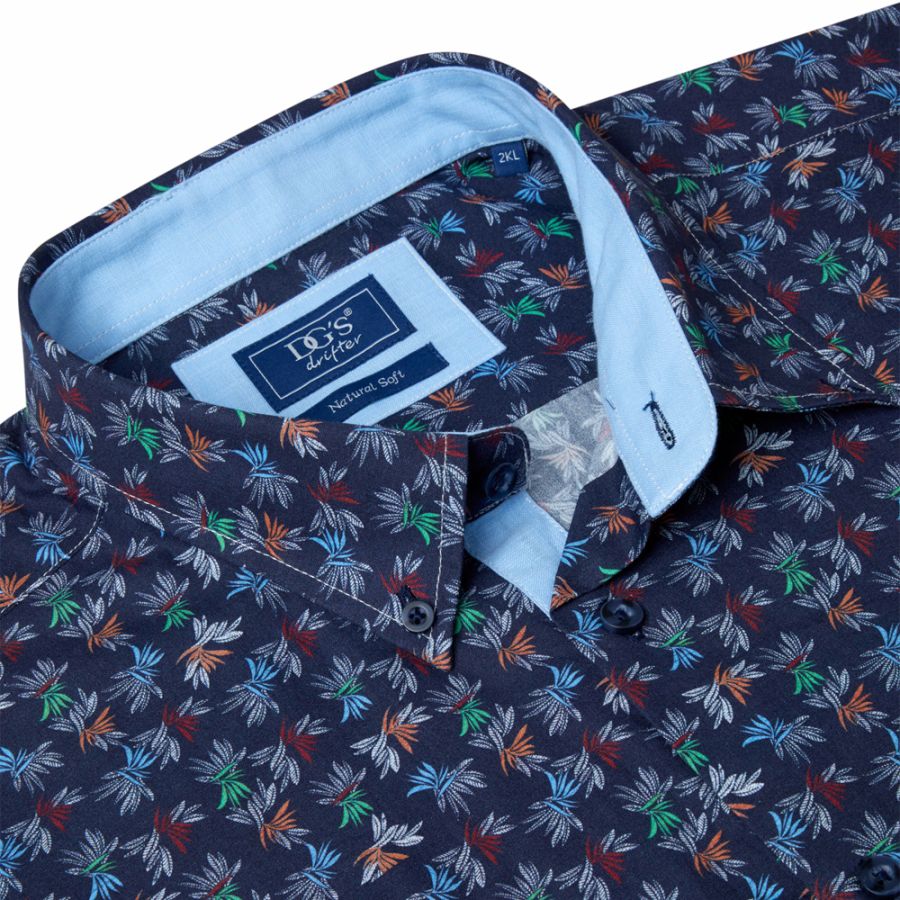 A11311 DG's Drifter Short Sleeve Flower Print Shirt (Navy)
