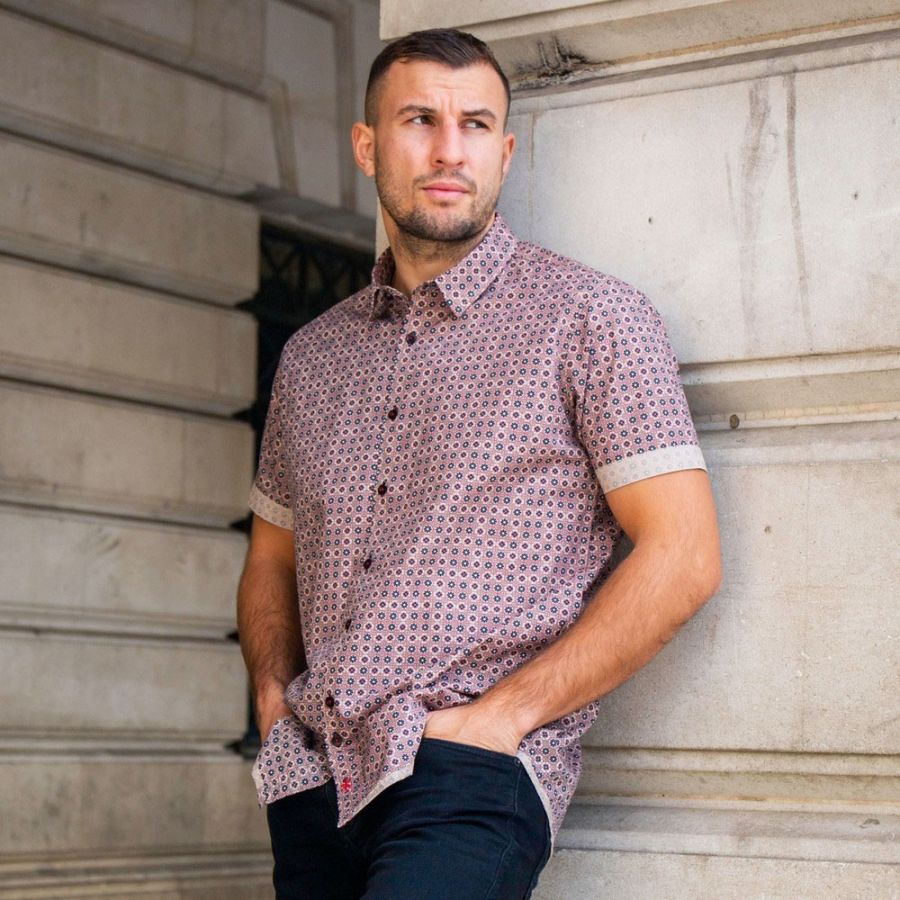 A11313 Lizard King Cube Printed Short Sleeve Shirt