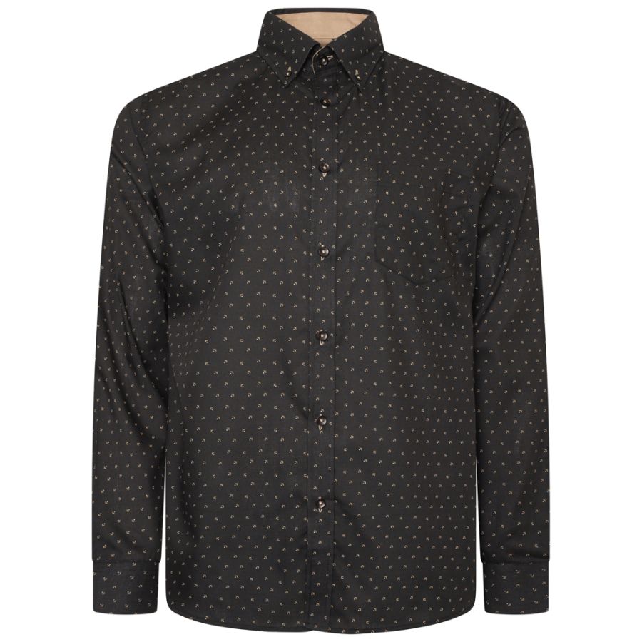 A11540 Kam All Over Dobby Print Shirt (Black/Gold)