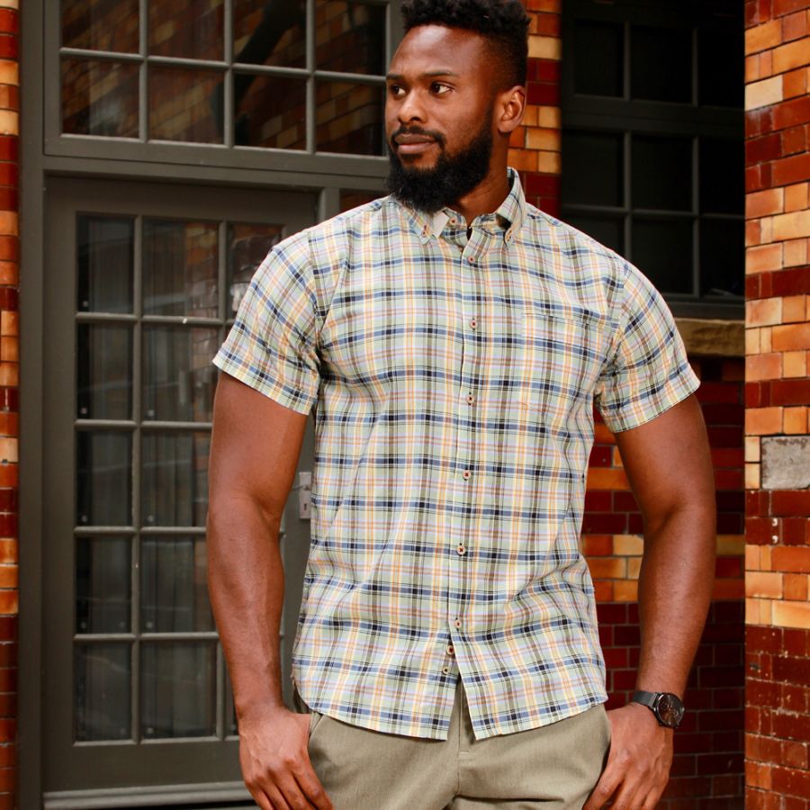 A11663 Kam Casual Check Shirt (Sage)