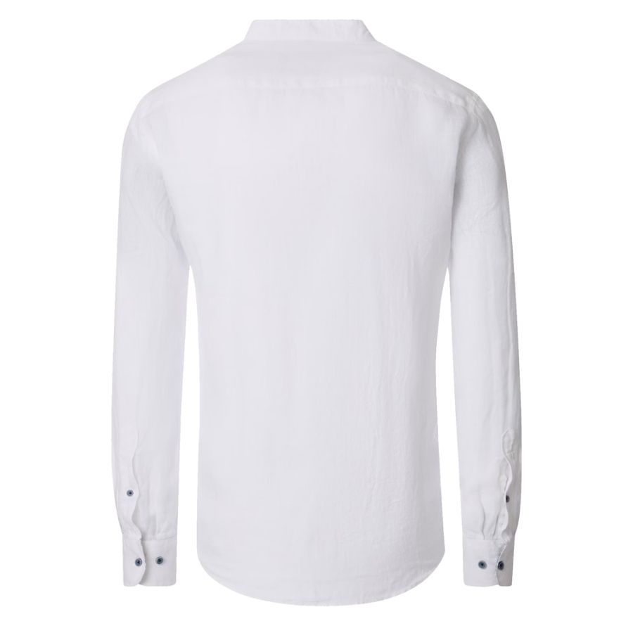 A11694 Casamoda Grandad Collar Linen Shirt (White)