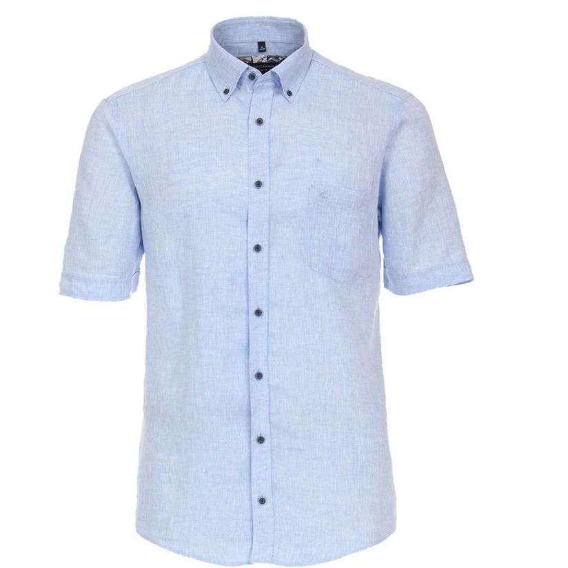 A11718 Casamoda Short Sleeve Linen Shirt (Blue)