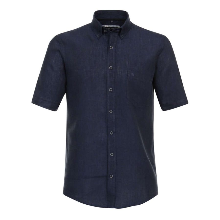 A11718 Casamoda Short Sleeve Linen Shirt (Navy)
