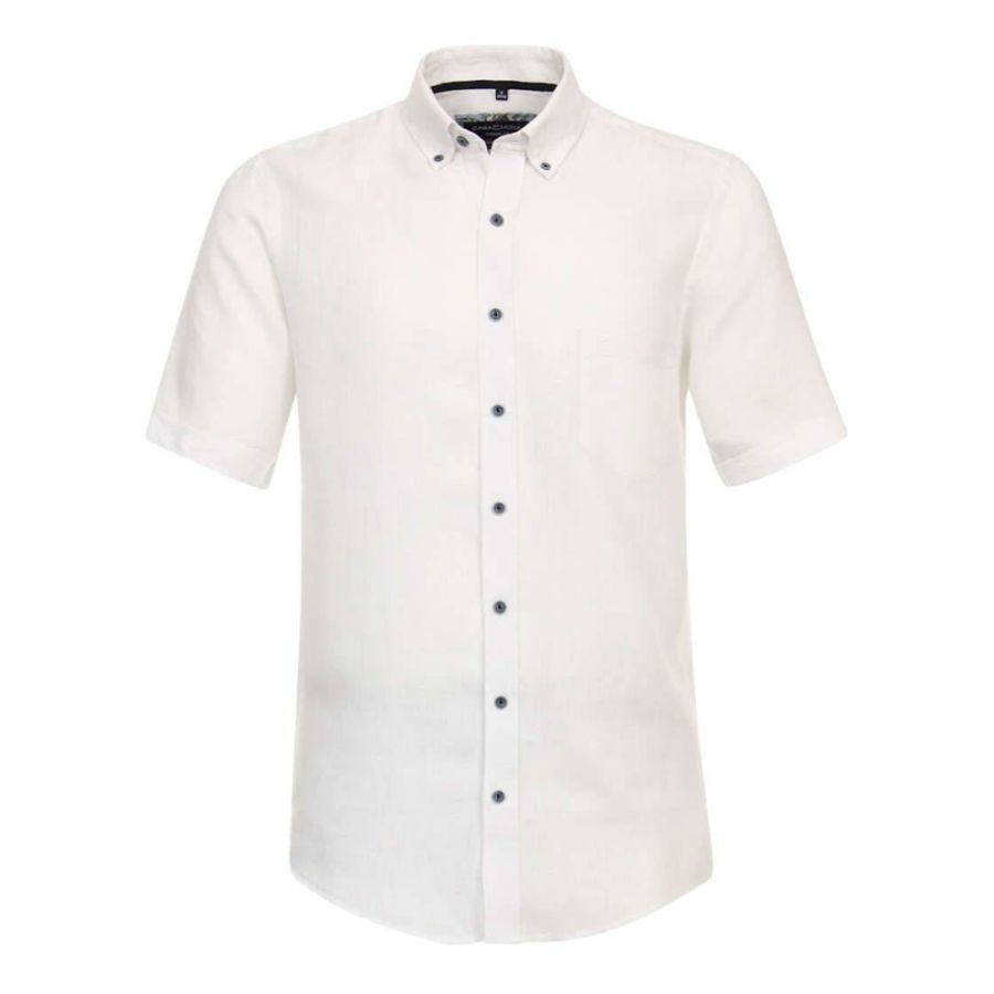 A11718 Casamoda Short Sleeve Linen Shirt (White)