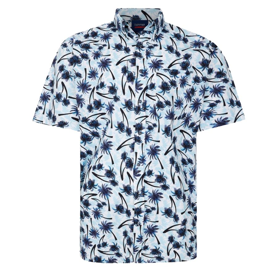 A11721 Espionage Palm Tree Printed Stretch Shirt