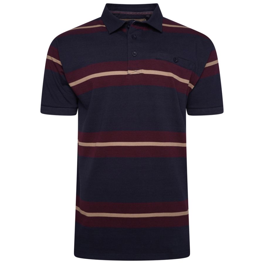 A11735 Kam Striped Rugby Polo Shirt (Navy)