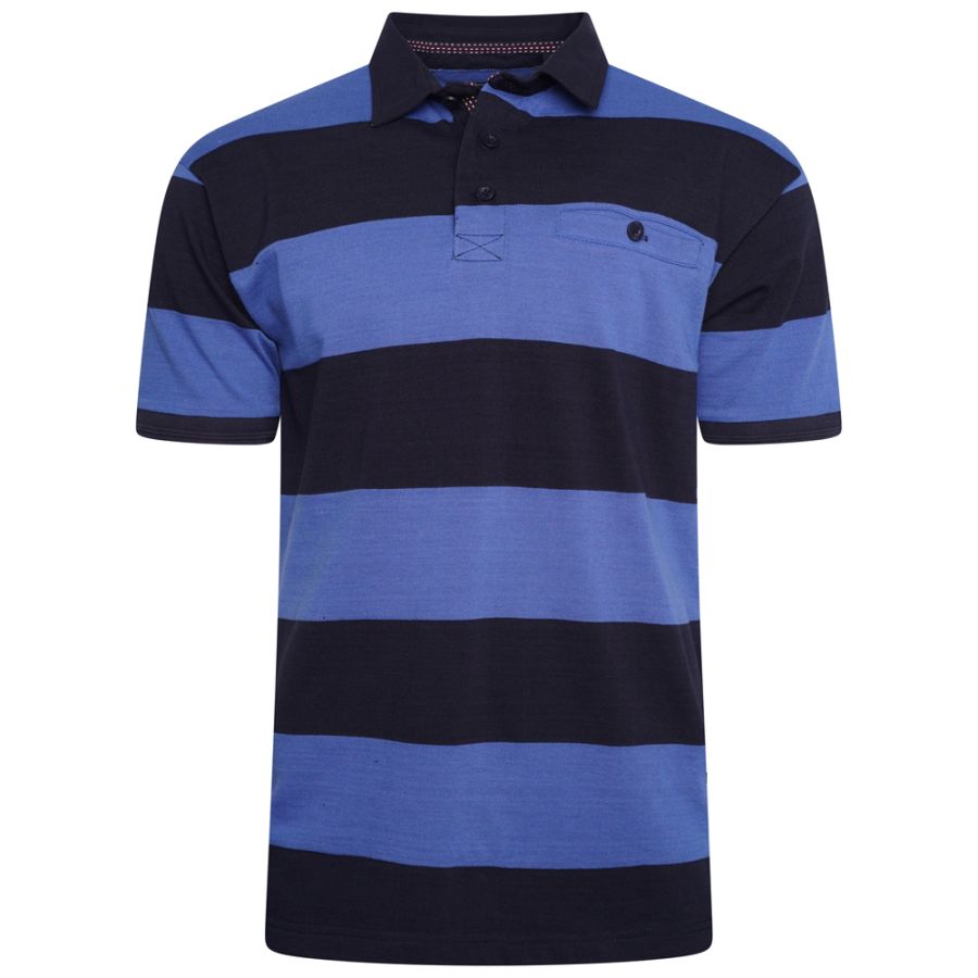 A11736 Kam Striped Rugby Polo Shirt (Navy)
