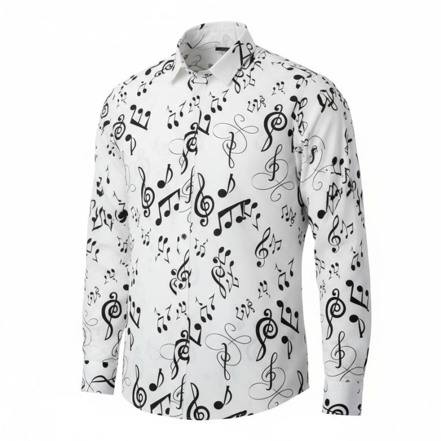 A11738 Double Two Musical Note Print Shirt