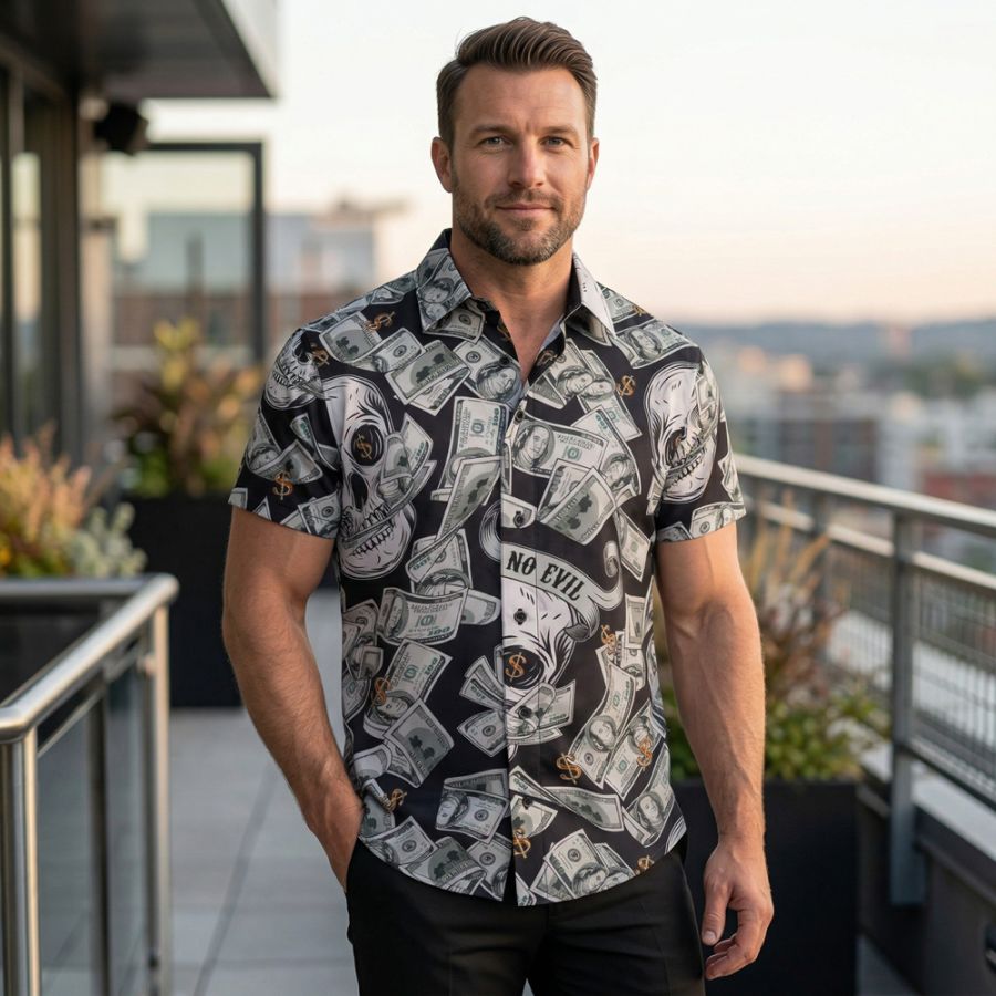 A11770 Kam Dollar Bills Print Shirt