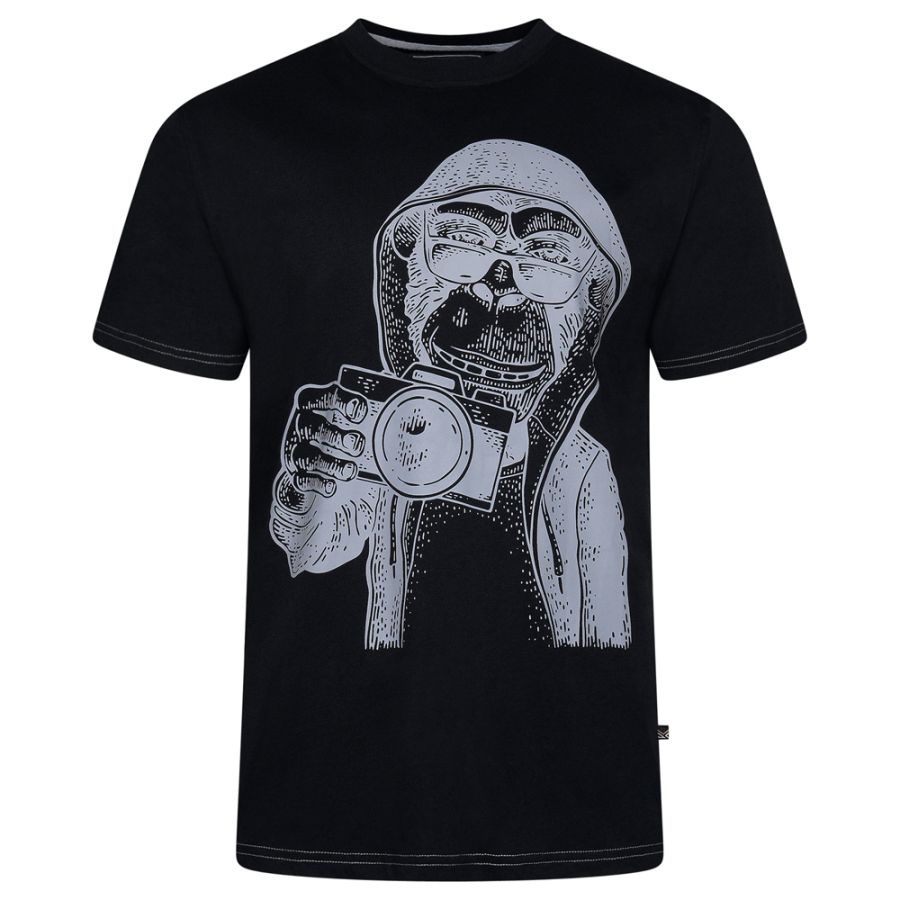A11812 Kam Monkey Photographer Printed T-Shirt