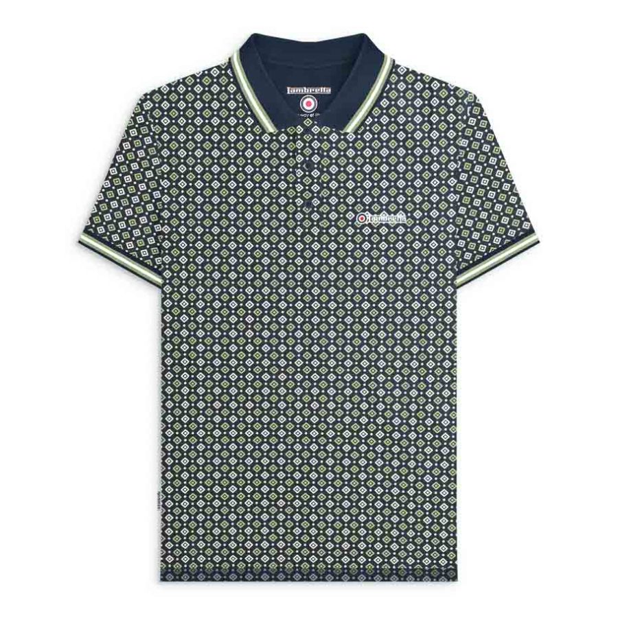 A11842 Lambretta Geo AOP Polo Shirt