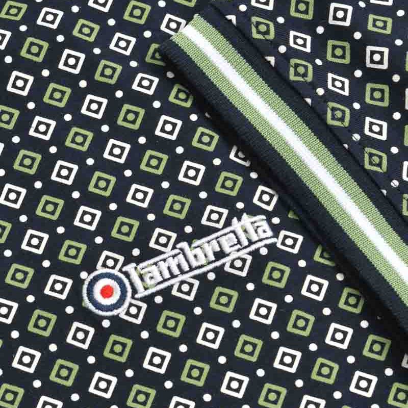 A11842 Lambretta Geo AOP Polo Shirt