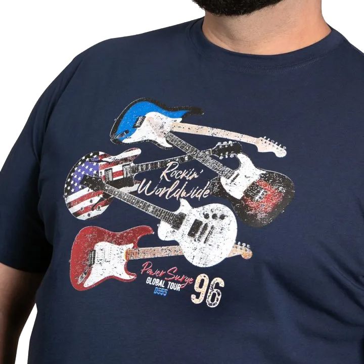 A11852 D555 Rockin' World Tour Guitar Printed T-Shirt