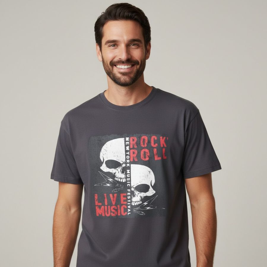 A11887 Espionage Rock 'n' Roll Printed T-Shirt