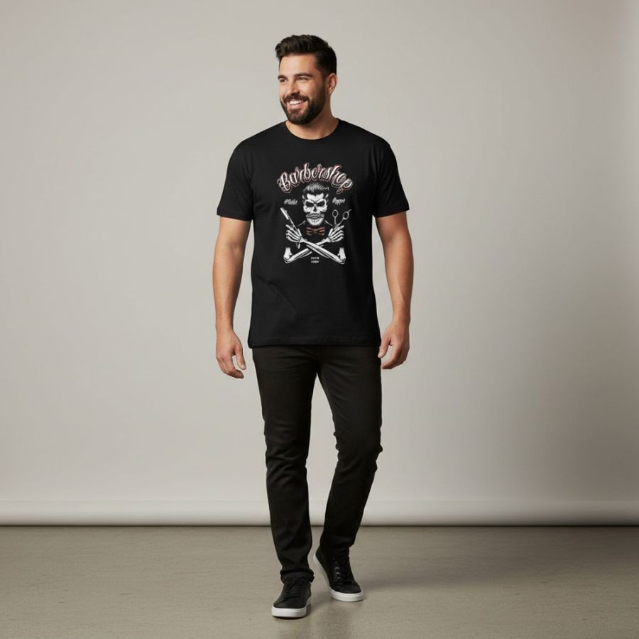 A11888 Espionage Barbershop Printed T-Shirt