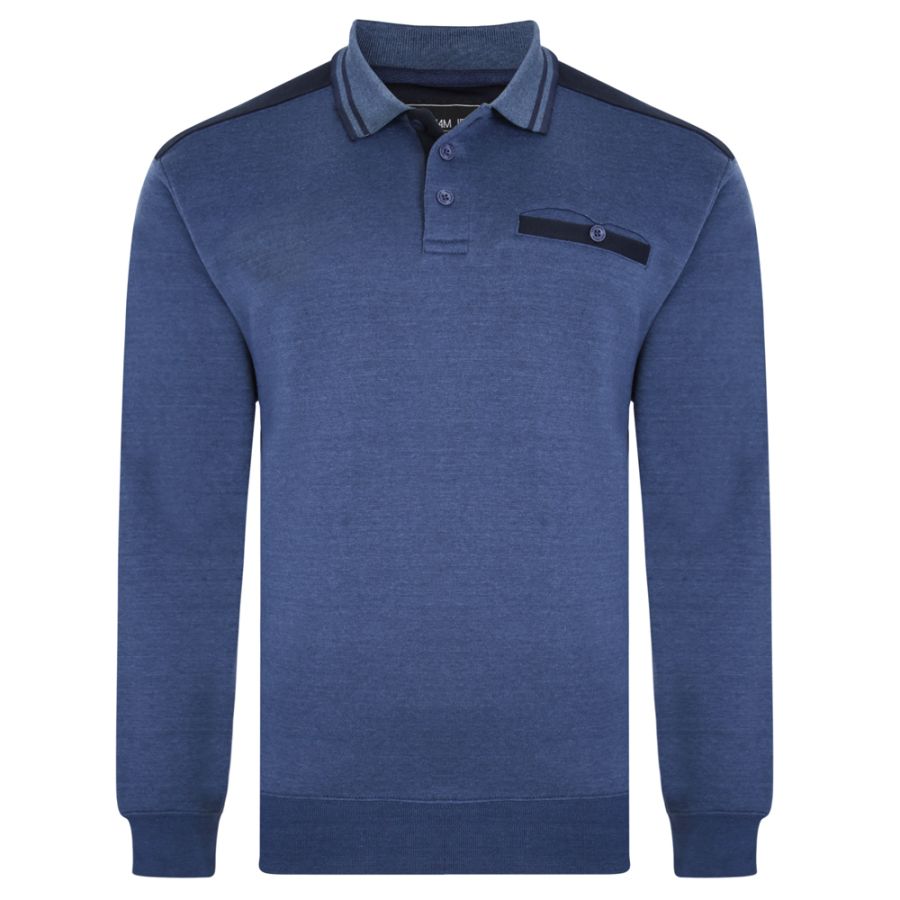 A11909 Kam Tipped Collar Polo Sweater (Indigo)