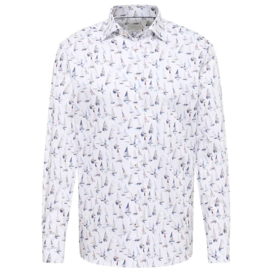 A11918 Eterna Comfort Fit Nautical Print Shirt (White)