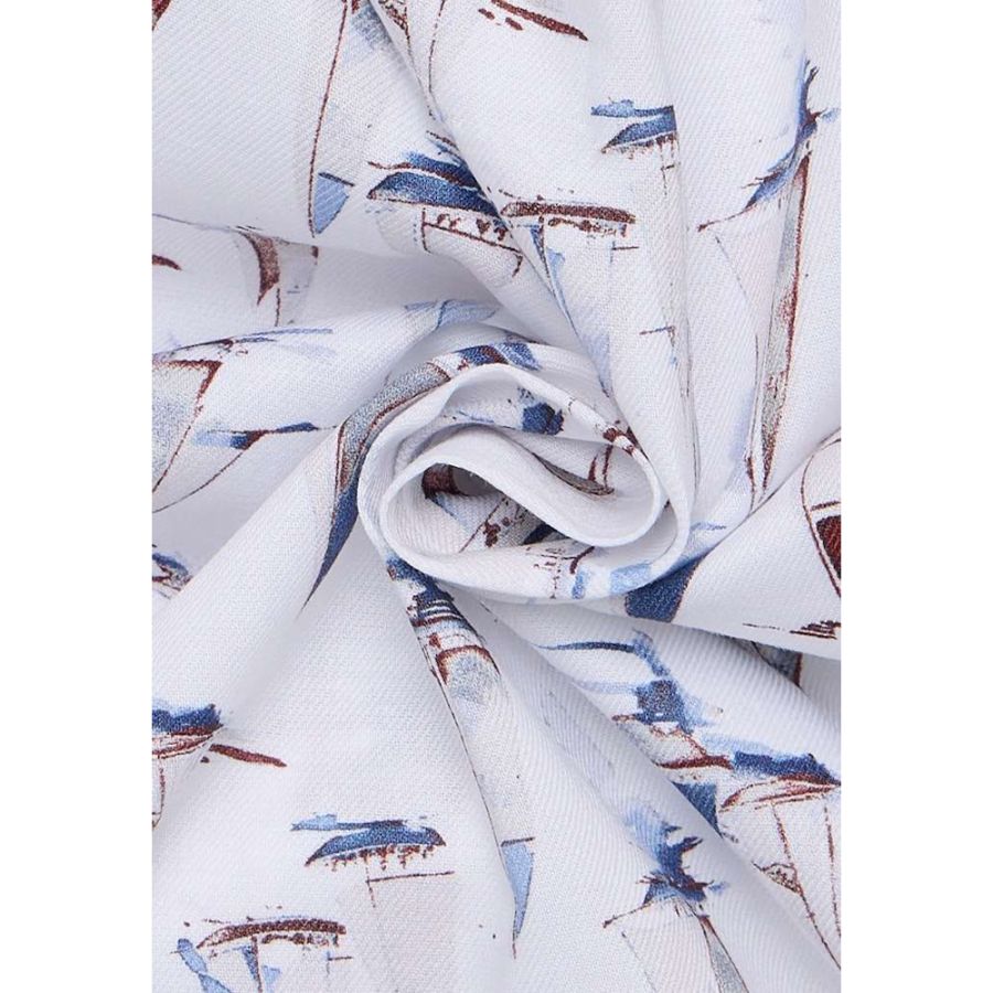 A11918 Eterna Comfort Fit Nautical Print Shirt (White)