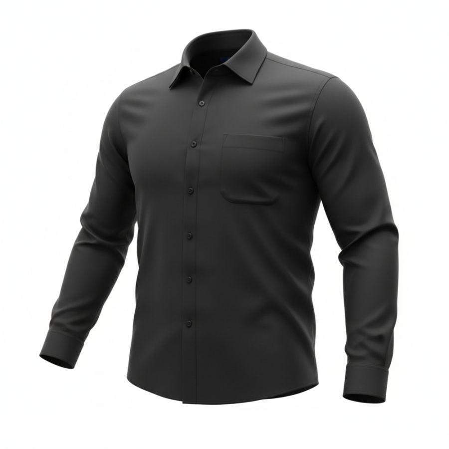 A11924 D555 Stain Resist Non Iron L/S Stretch Shirt (Black)