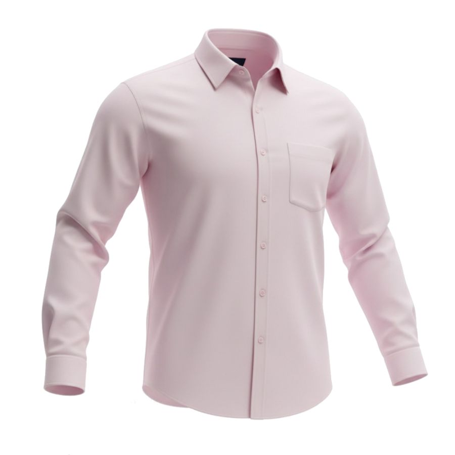 A11924 D555 Stain Resist Non Iron L/S Stretch Shirt (Pink)