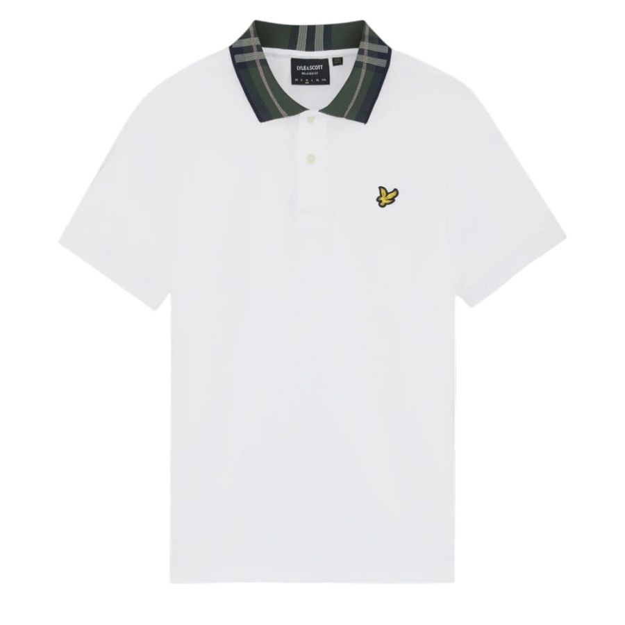 A11941 Lyle & Scott Tartan Collar Polo Shirt (White)