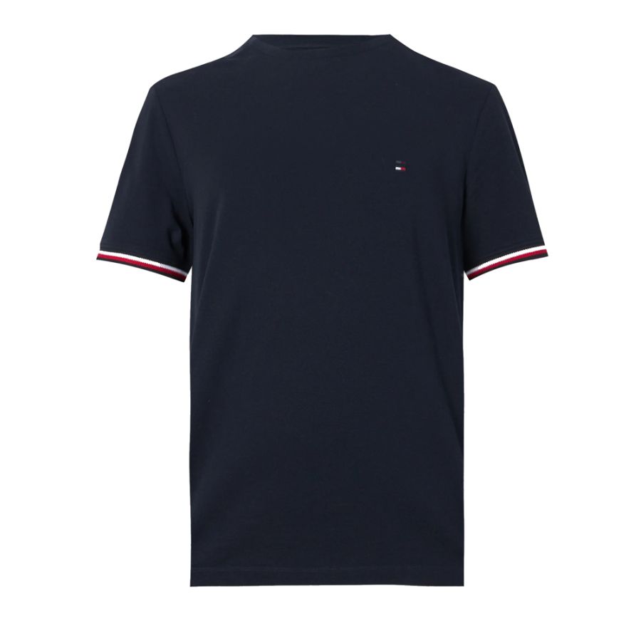 A11957 Tommy Hilfiger Global Stripe Cuff Tee (Navy)