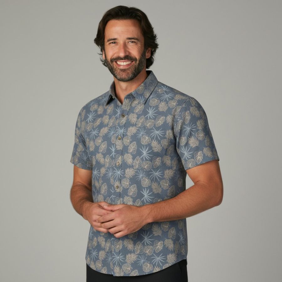 A11964 Double Two Leaf Print Shirt