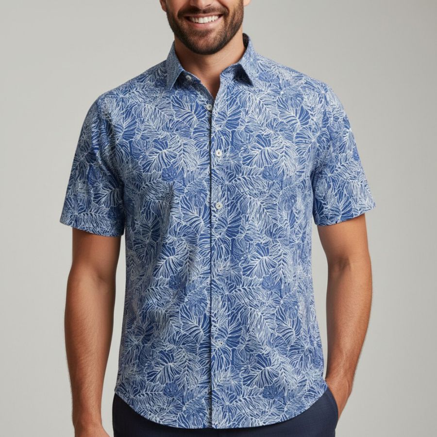 A11966 Double Two Leaf Print Shirt