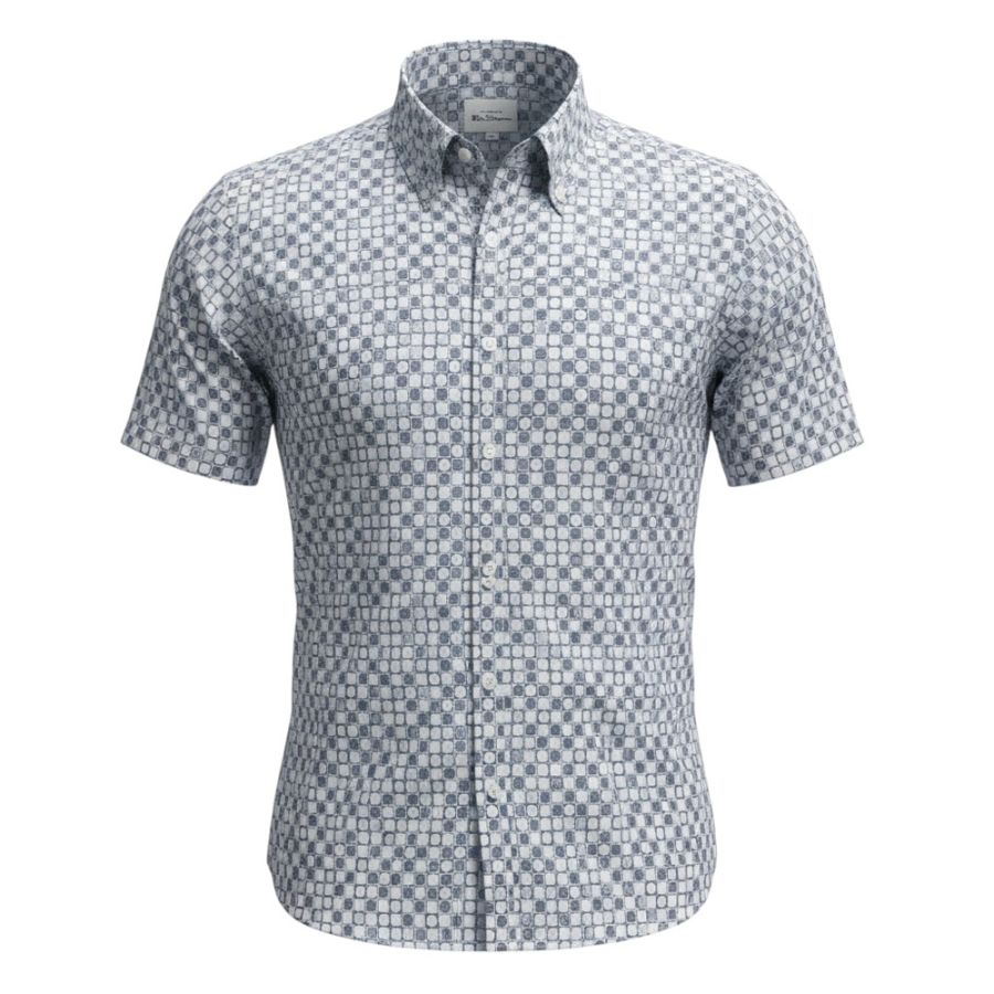 A11972 Ben Sherman Geo Print Shirt (Light Blue)