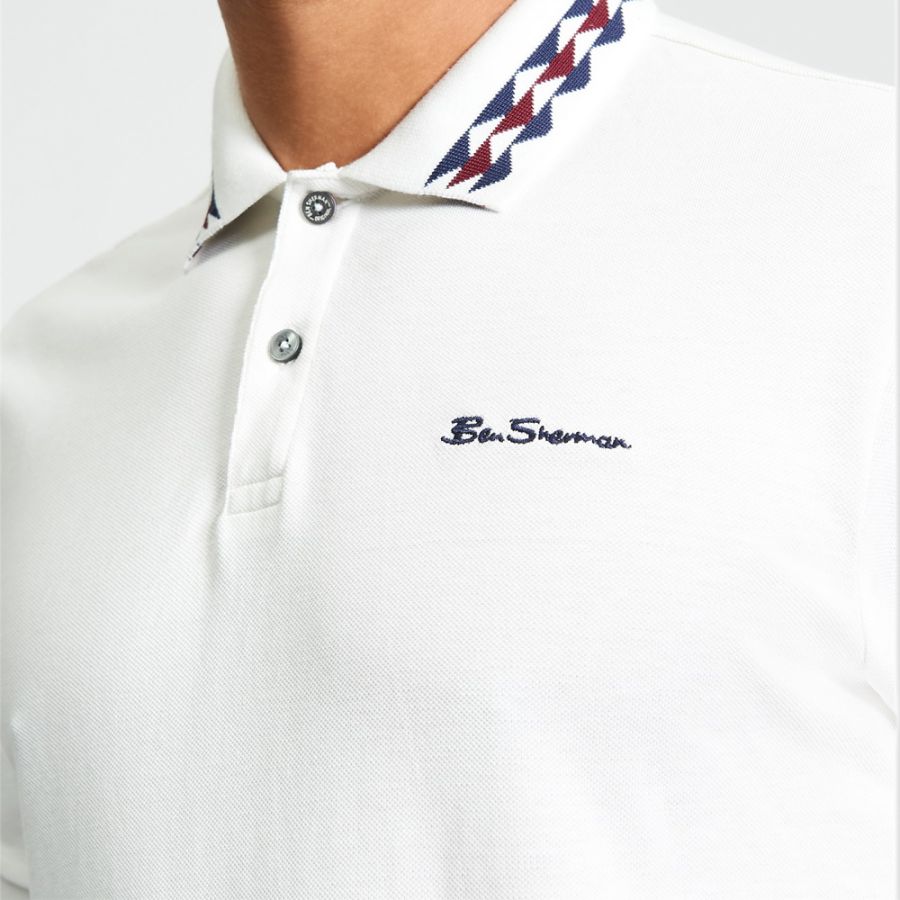 A11973 Ben Sherman Collar Interest Polo Shirt (White)