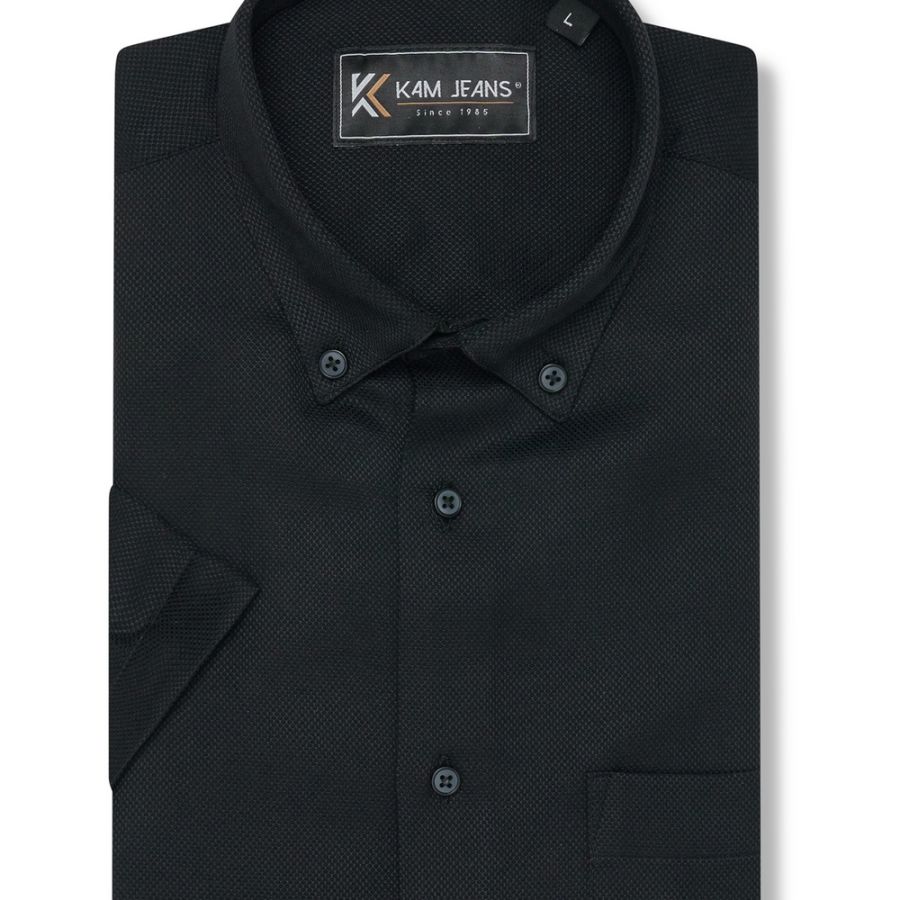A11975 Kam Dobby Textured Shirt (Black)