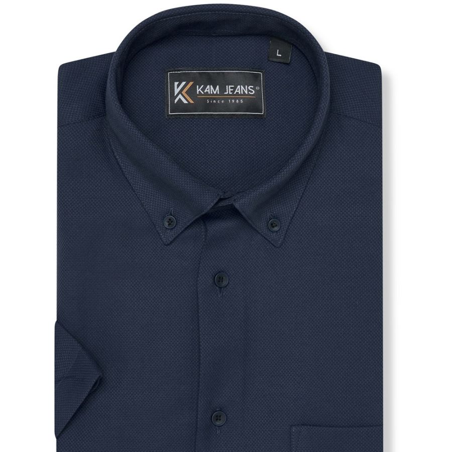 A11975 Kam Dobby Textured Shirt (Navy)