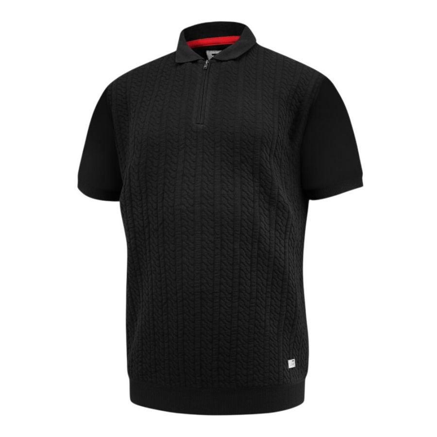 E1117XT Tall Fit D555 1/4 Zip Cable Knitted Polo Shirt