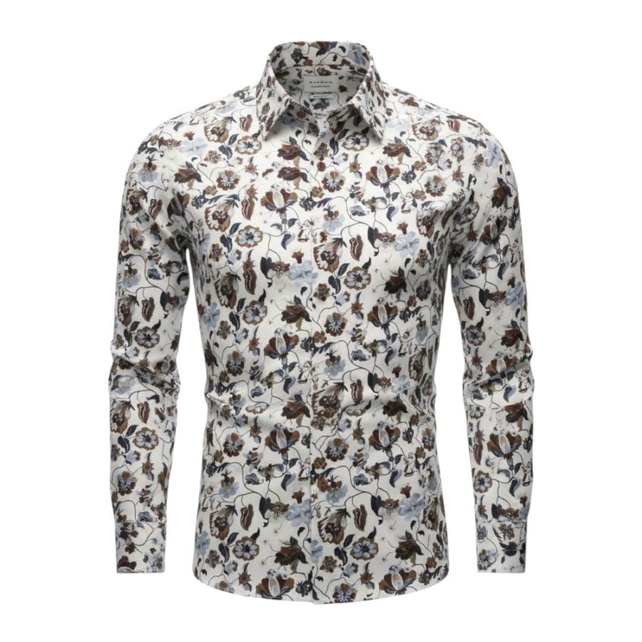 A11983XT Eterna Modern Fit Fancy Print Shirt (Brown)