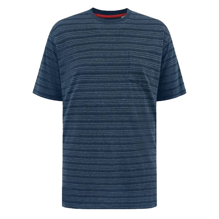 A11988 D555 Jacquard Crew Neck T-shirt With Pocket (Navy)
