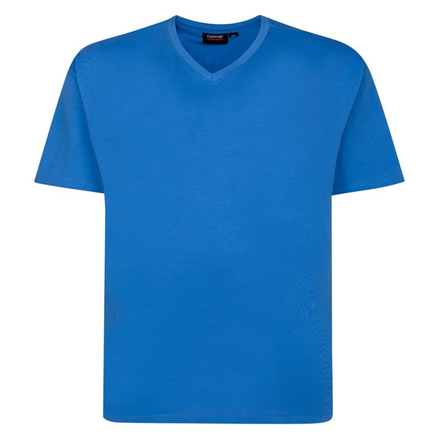 A11999 Espionage Plain V Neck T-Shirt (Azure Blue)
