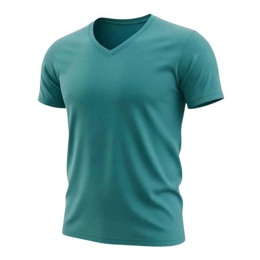 A11999 Espionage Plain V Neck T-Shirt (Jade)