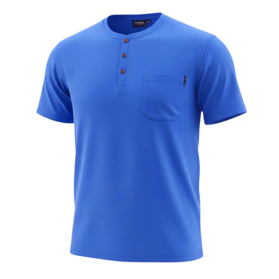 A12000 Espionage Plain Grandad T-Shirt (Azure Blue)