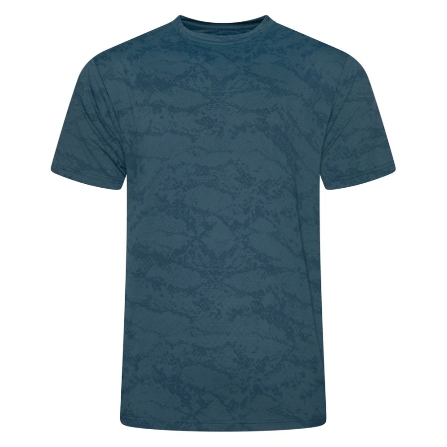 A12001 Kam Active Performance Distressed Print T-Shirt (Petrol)